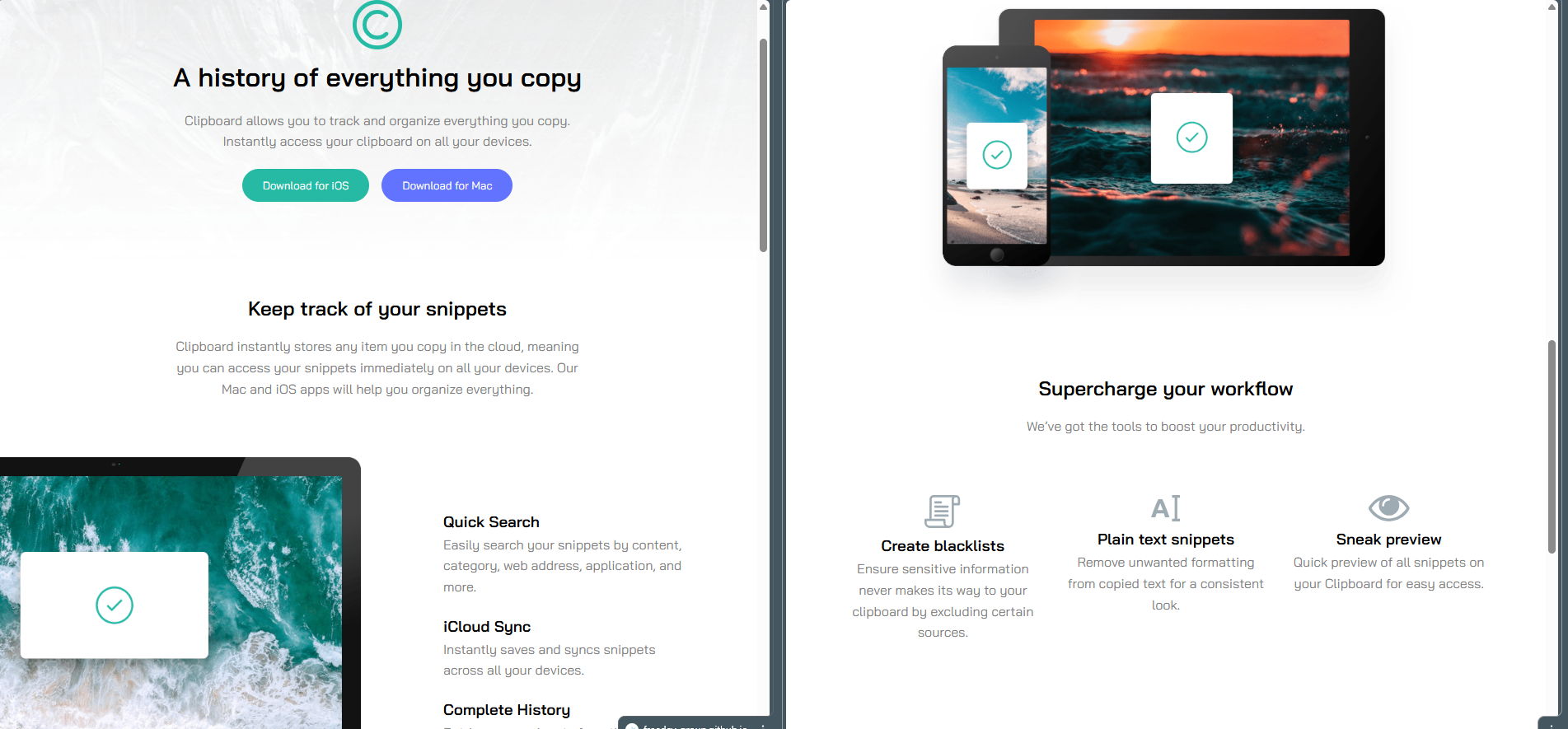 Clipboard Landing Page